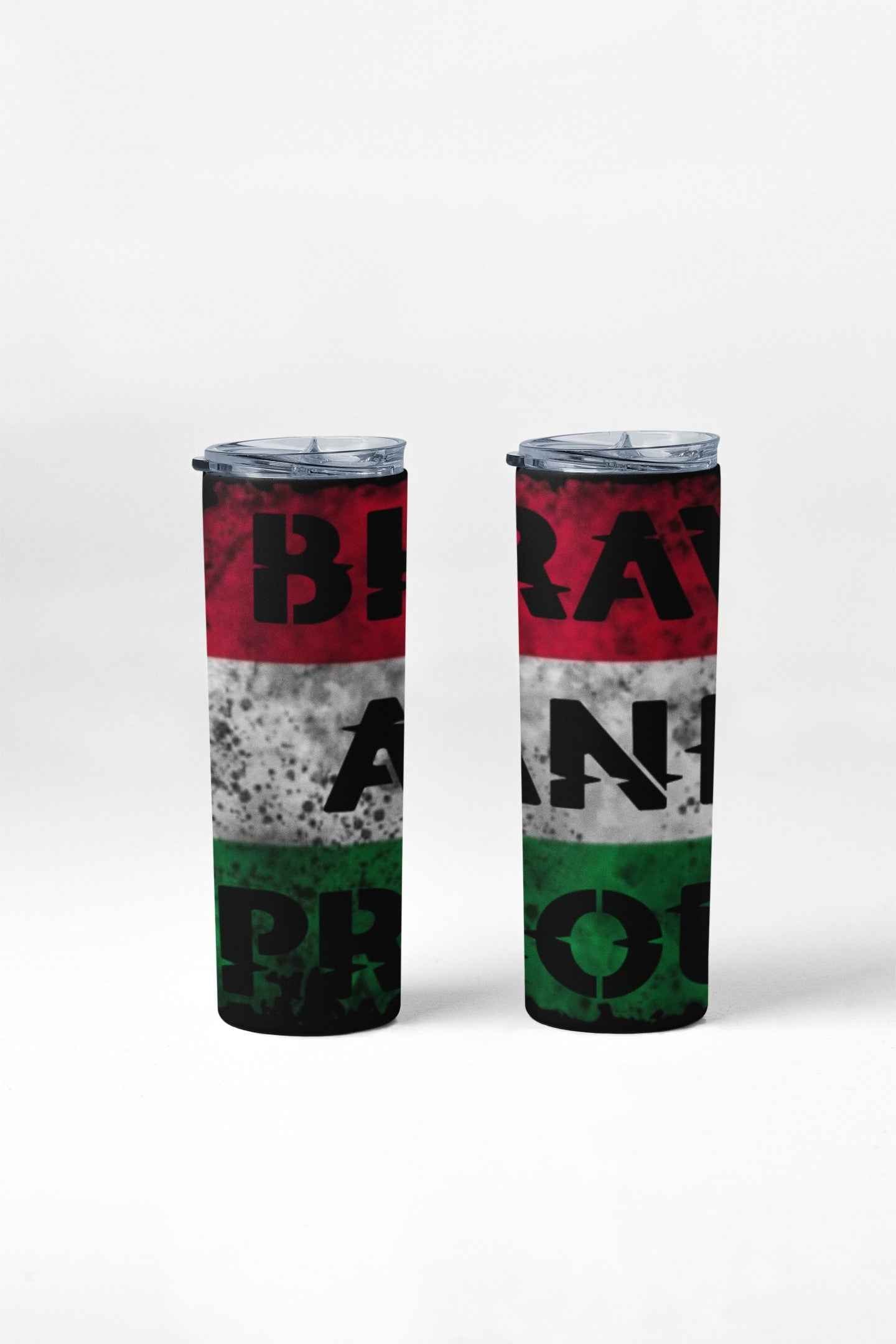Hungarian Flag Design Tumbler, Brave and Proud Pattern, Red White Green Colors