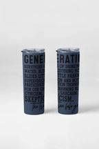 Generation X Stainless Steel Tumbler, 20 oz, Navy Blue with Text Design
