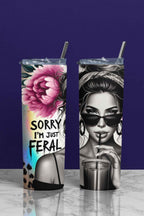 FERAL Stylish Stainless-Steel Tumbler with Straw, Hot/Cold Insulated, 20 oz