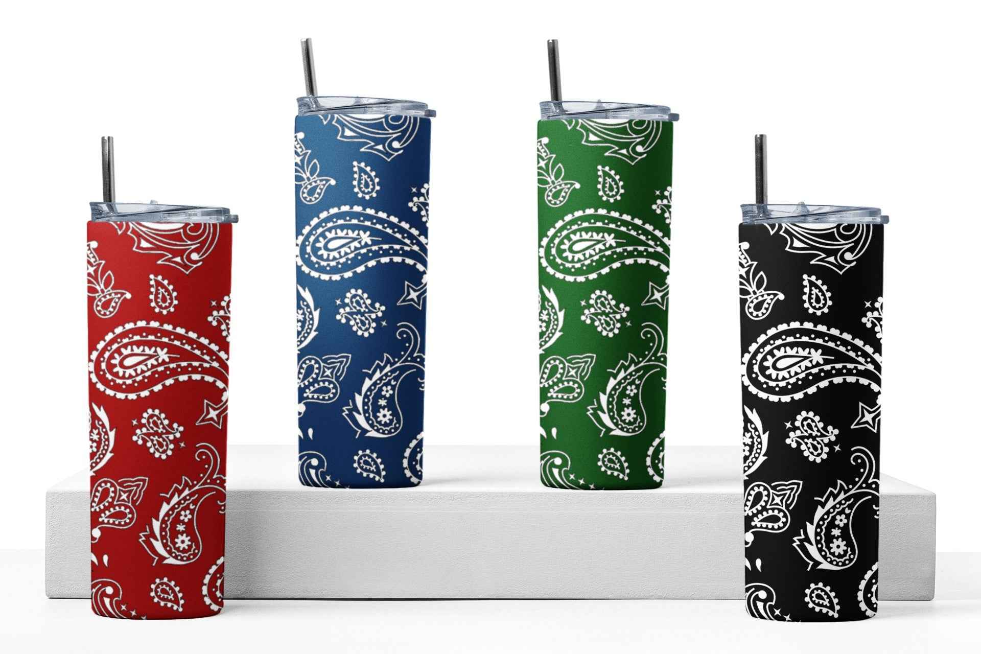 Stainless Steel Tumbler with Bandana Pattern, 20 oz, Multiple Colors