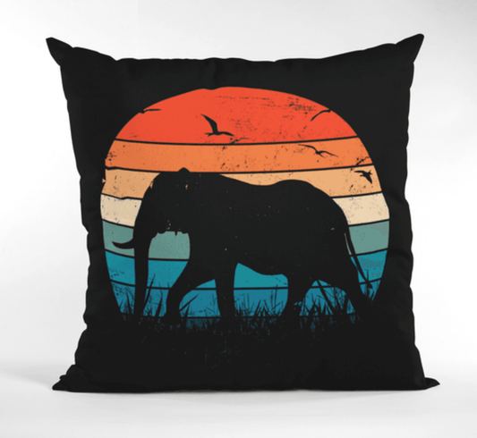 Elephant in Sunset Premium Pillow