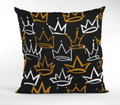 Pillow with crown pattern on a black background