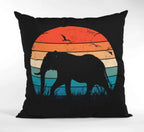 Elephant Sunset Decorative Throw Pillow with Insert, 20 x 20 inches, Black