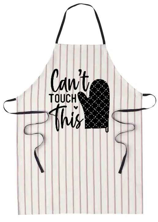 Funny Kitchen Apron with Unique Design, Striped Pattern, Black and White