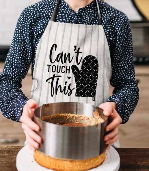 Funny Kitchen Apron with Unique Design, Striped Pattern, Black and White