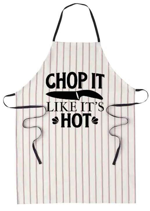Funny Kitchen Apron with Unique Design, Striped Pattern, Black and White
