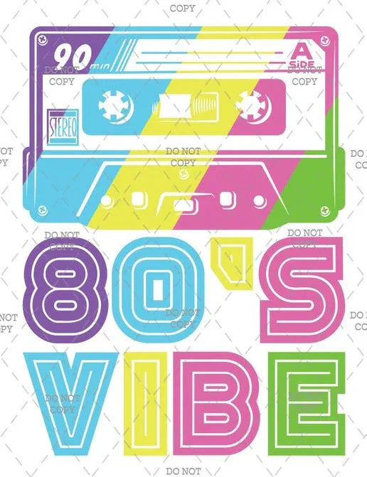 80s Retro Cassette Iron-On Transfer - Rainbow Neon Colors -- {{ variant.sku }}