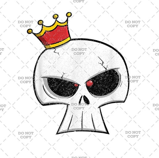 Skull with a crown on a white background with 'DO NOT COPY' text.