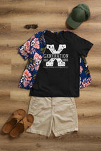 Generation X Graphic T-Shirt, 1965-1980 Nostalgic Print, Front and Back Design