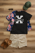 Generation X Graphic T-Shirt, 1965-1980 Nostalgic Print, Front and Back Design