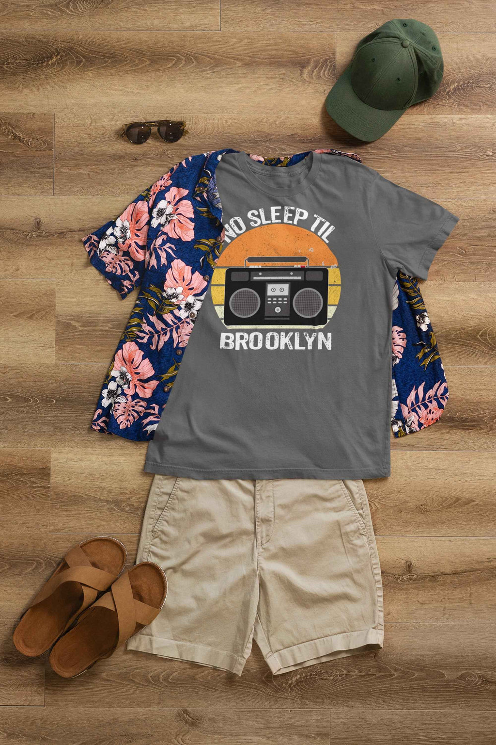 No Sleep Til Brooklyn T-Shirt, Retro Boombox Design, Custom Graphic Tee