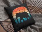 Retro Sunset Elephant Iron-on Transfer Decal, Vintage Safari Design, Black