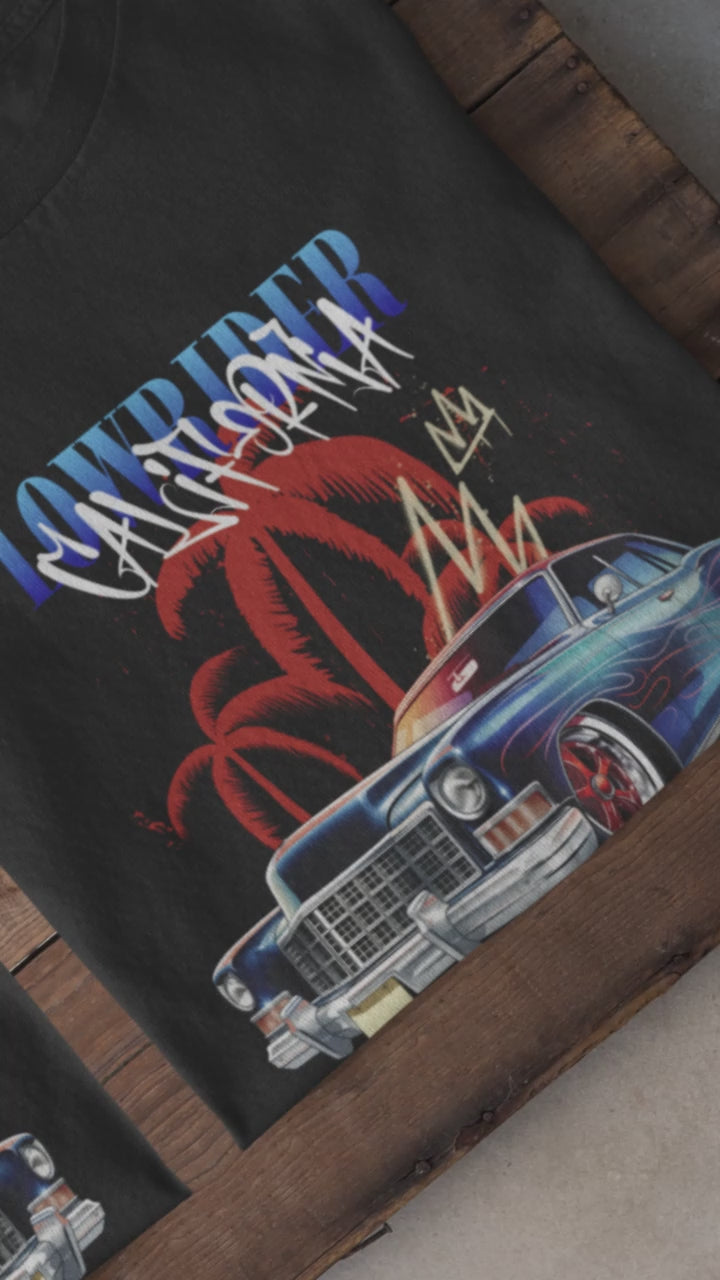 Donk Classic Car T-Shirt Black, Custom Blue Design