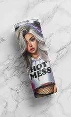 Hot Mess Stylish Stainless-Steel Tumbler with Straw, 20 oz