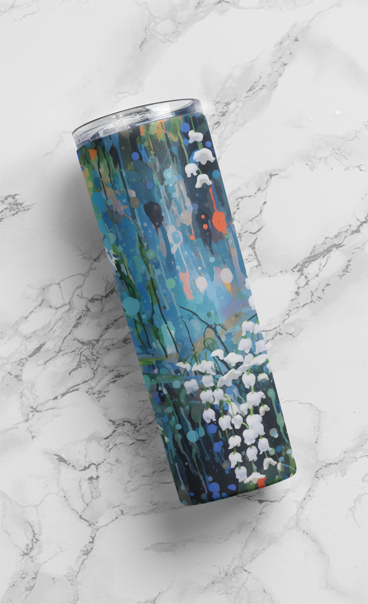 Abstract Floral 20 oz Stainless-Steel Skinny Tumbler