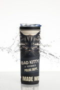 Bad Kitty 20 oz Stainless Steel Tumbler with Police Mugshot Design, Insulated Travel Cup with Lid and Straw