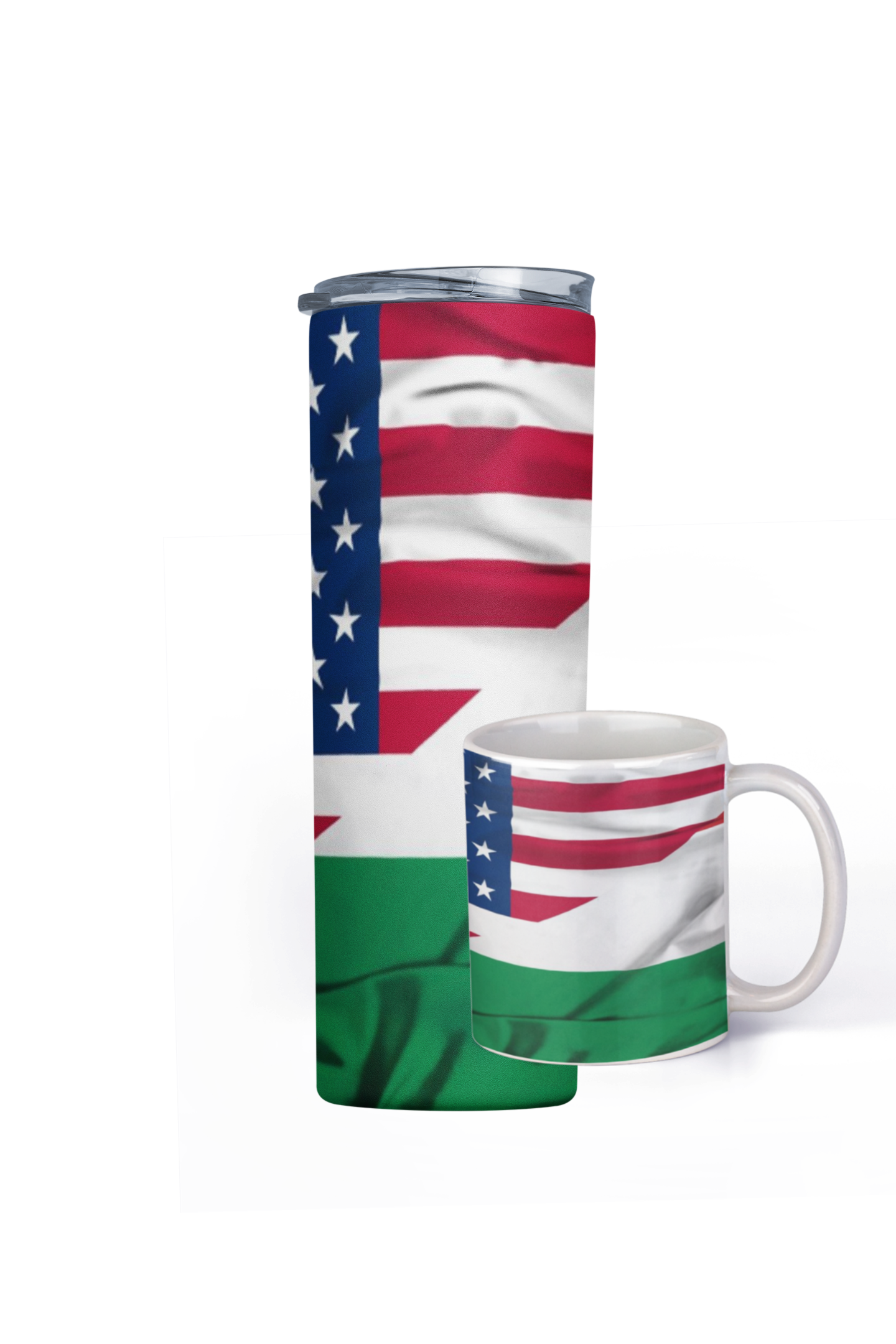 Hungarian American Flag Tumbler 20 oz or Ceramic Mug 11 oz, Durable Design, Ideal for Hot and Cold Beverages