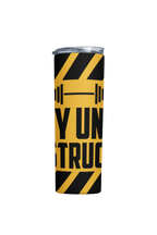 Stainless Steel Gym Motivation Tumbler with Straw, 20 oz Black and Yellow