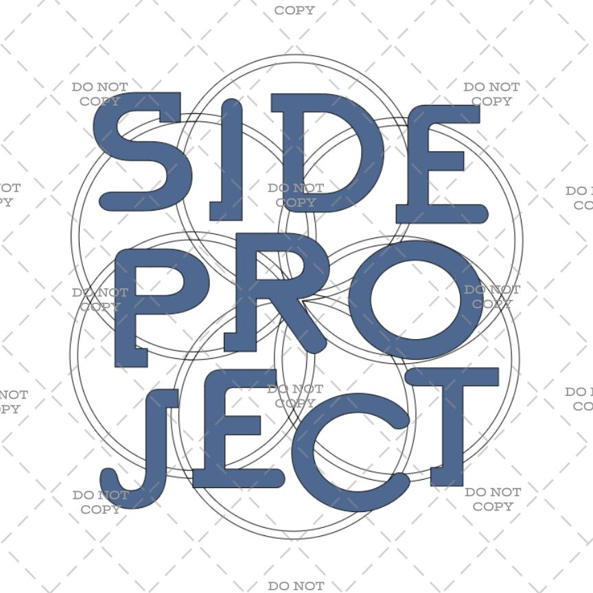 Text 'SIDE PROJECT' on a geometric design background with 'DO NOT COPY' watermark.