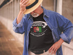 Man wearing a black t-shirt with 'Hungarian Grandpa' text and a flag design, standing outdoors.