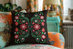 Folklore Design Decorative Throw Pillow, Soft and Stylish, 20 x 20 inches, Black