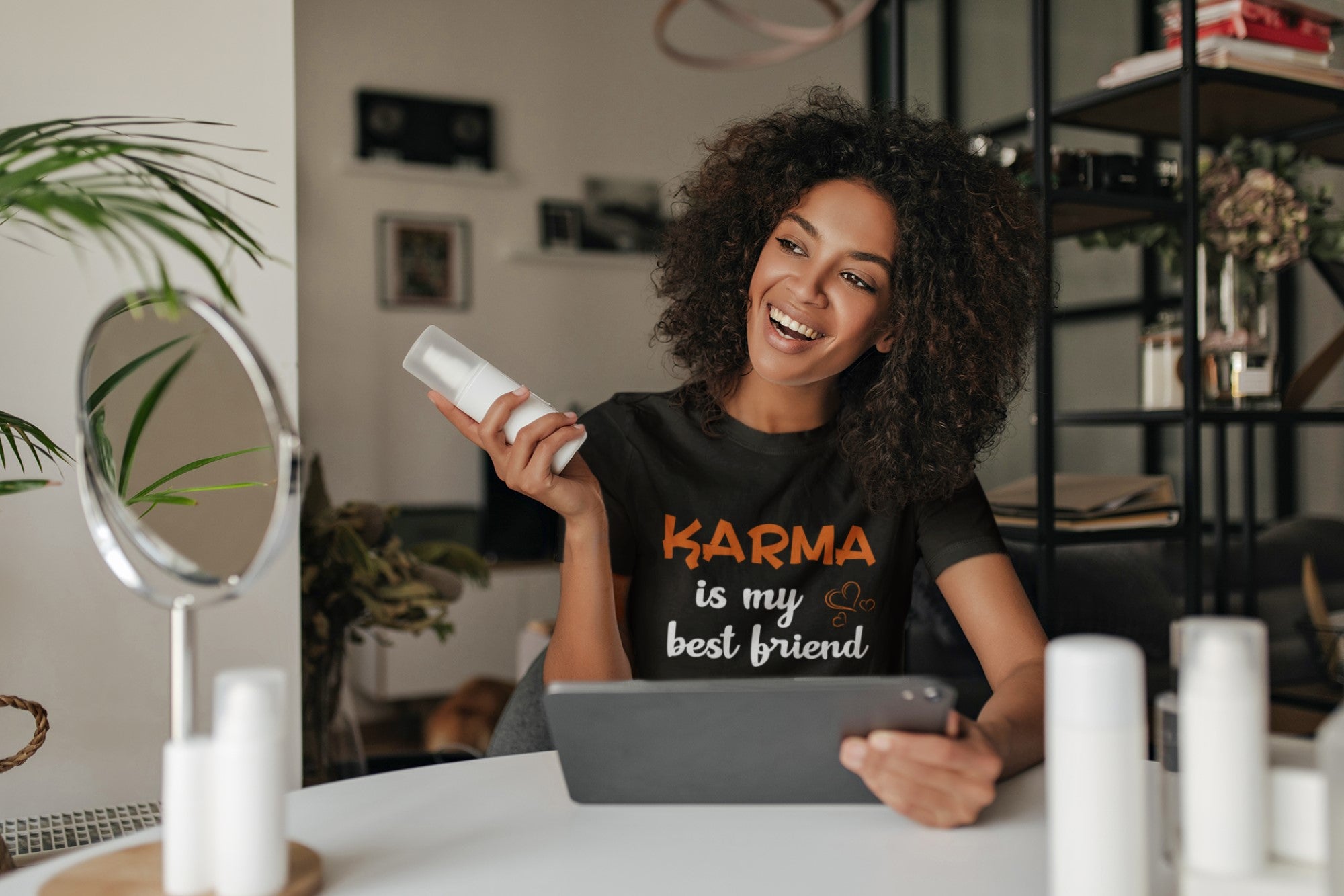 Karma is My Best Friend T-Shirt, Black Cotton, Inspirational Quote Design