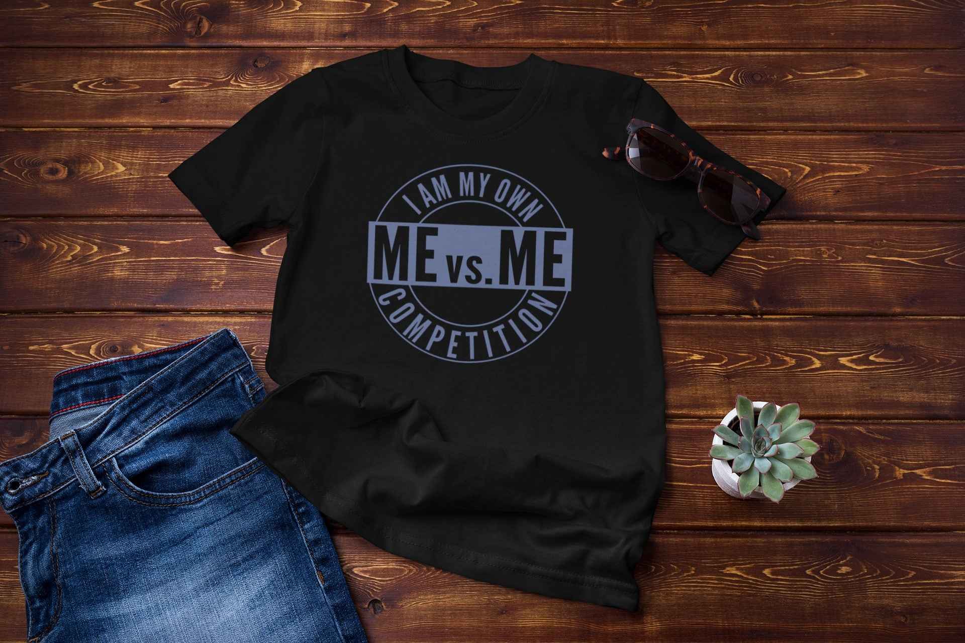 ME VS ME Motivational T-Shirt, Black, I Am My Own Competition Design