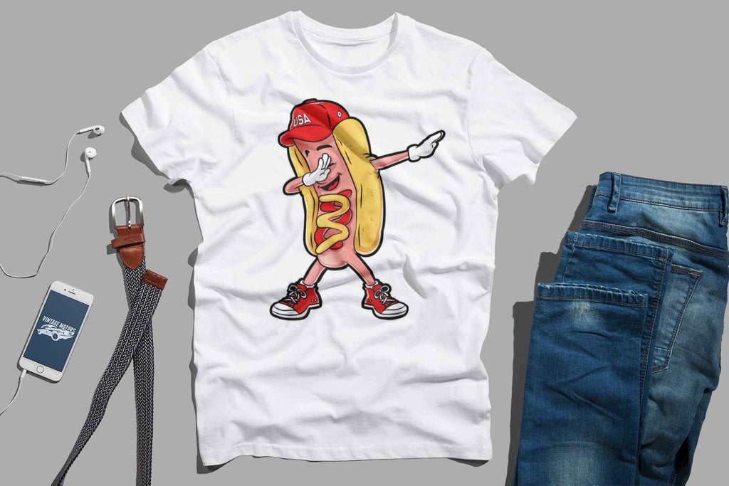 Hot Dog Dab Dancing DTF Transfer Design, Funny T-Shirt Print