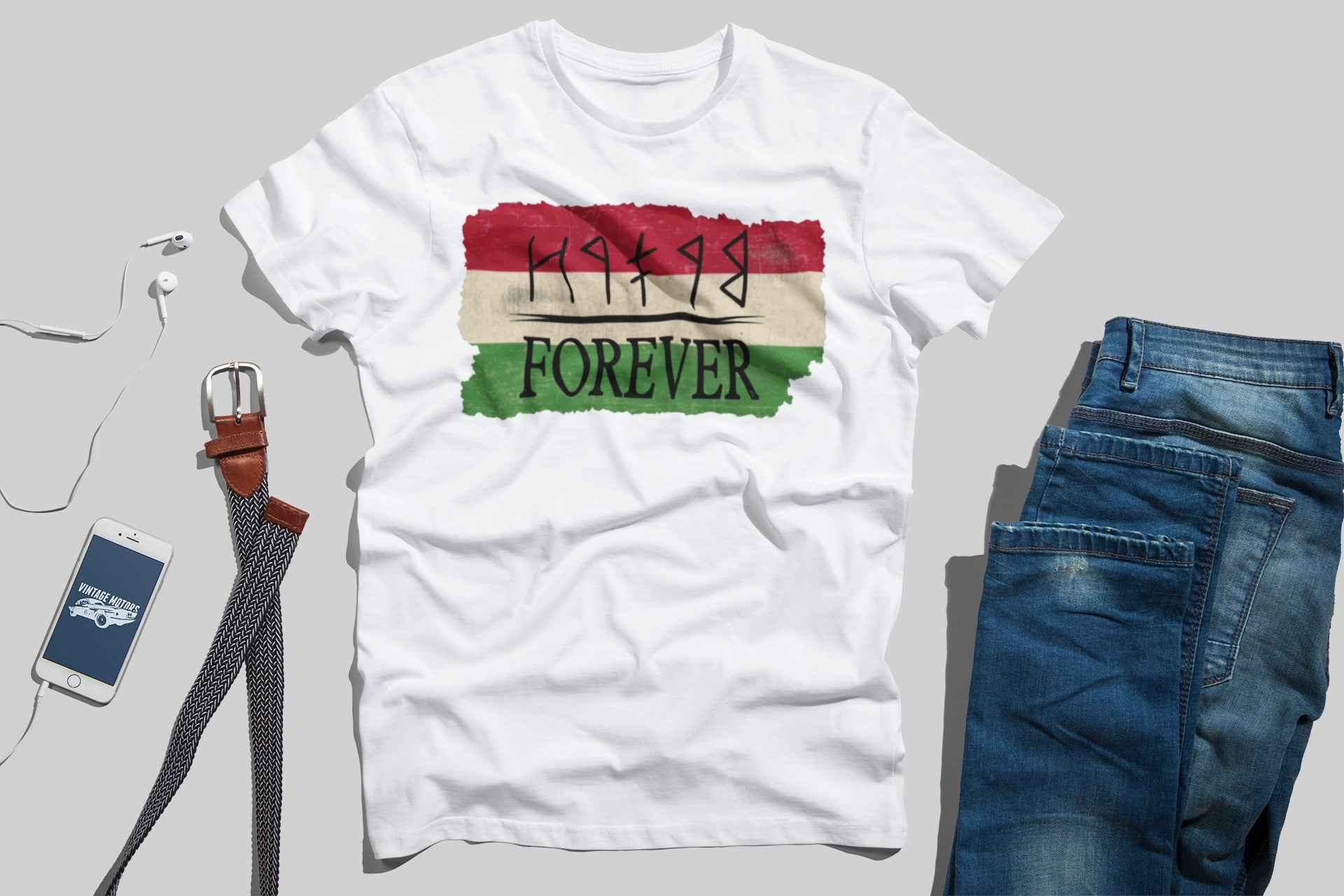 Hungarian Forever T-Shirt, Traditional Script Design, White