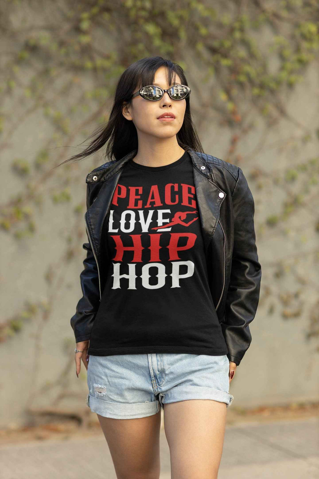 Peace Love Hip Hop T-Shirt, Black Retro Design, Adult Unisex