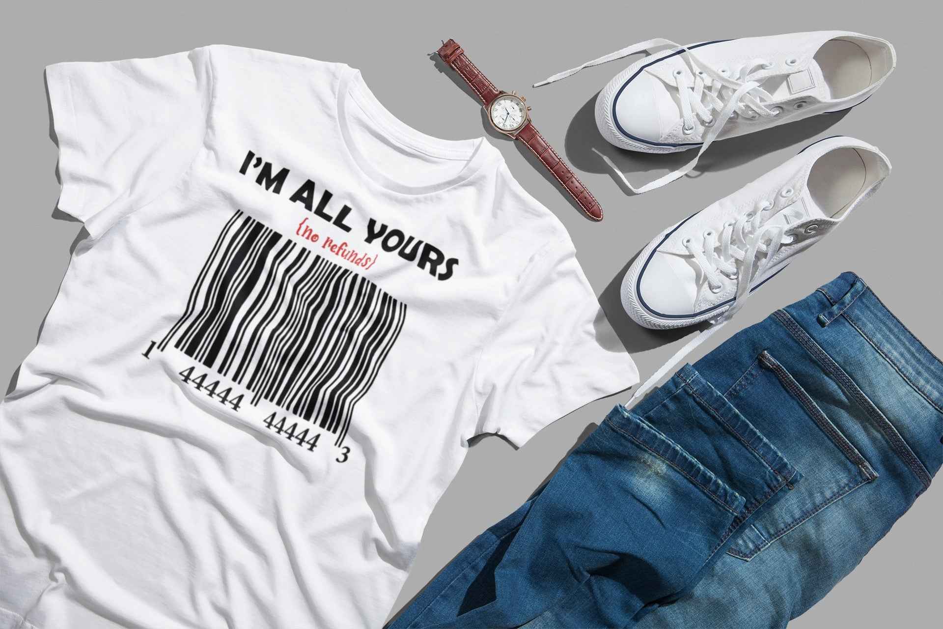 I'm All Yours Funny Barcode Design DTF Transfer, Iron-On Vinyl Heat Transfer