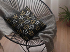 Decorative Crown Pattern 20 inches Pillow, Black with Gold and White Design, Modern Royal Home Decor