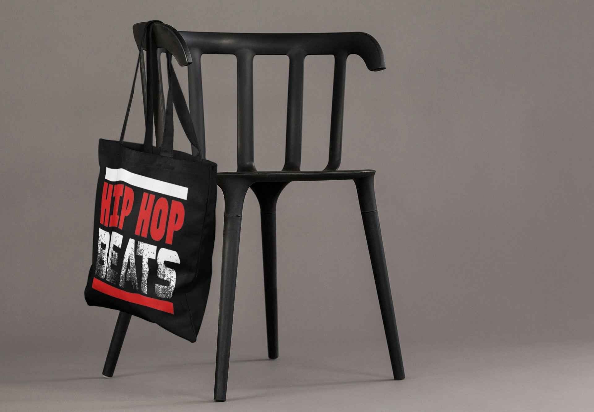 Hip Hop Beats Black Canvas Bag, Graphic Print Design, Stylish Shoulder Carry, Music Theme Shopping Bag