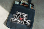 Canvas Tote Bag Poetic Justice Navy Blue with Graphic Logo Design