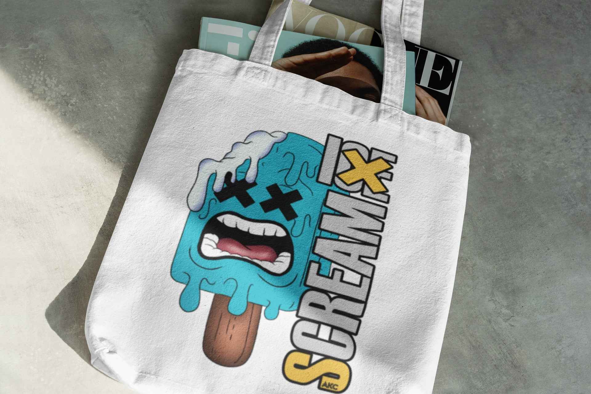Custom Brand Reaction Reusable Canvas Tote Bag with Graphic Print