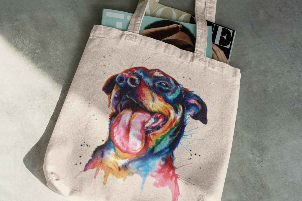 Color Splash Rottweiler Canvas Tote Bag, Special Collection