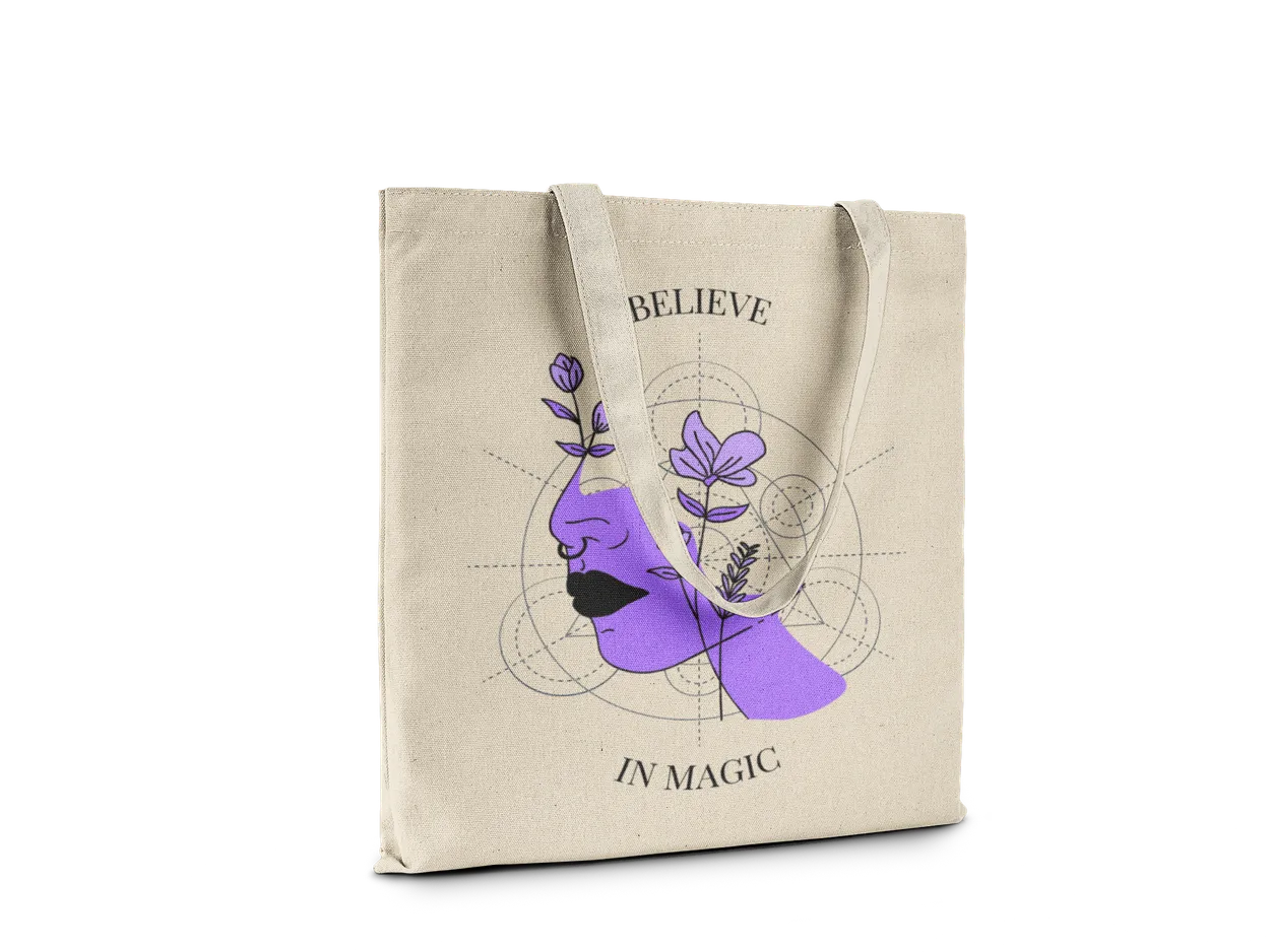Believe in Magic, Reusable Canvas Shopping Tote