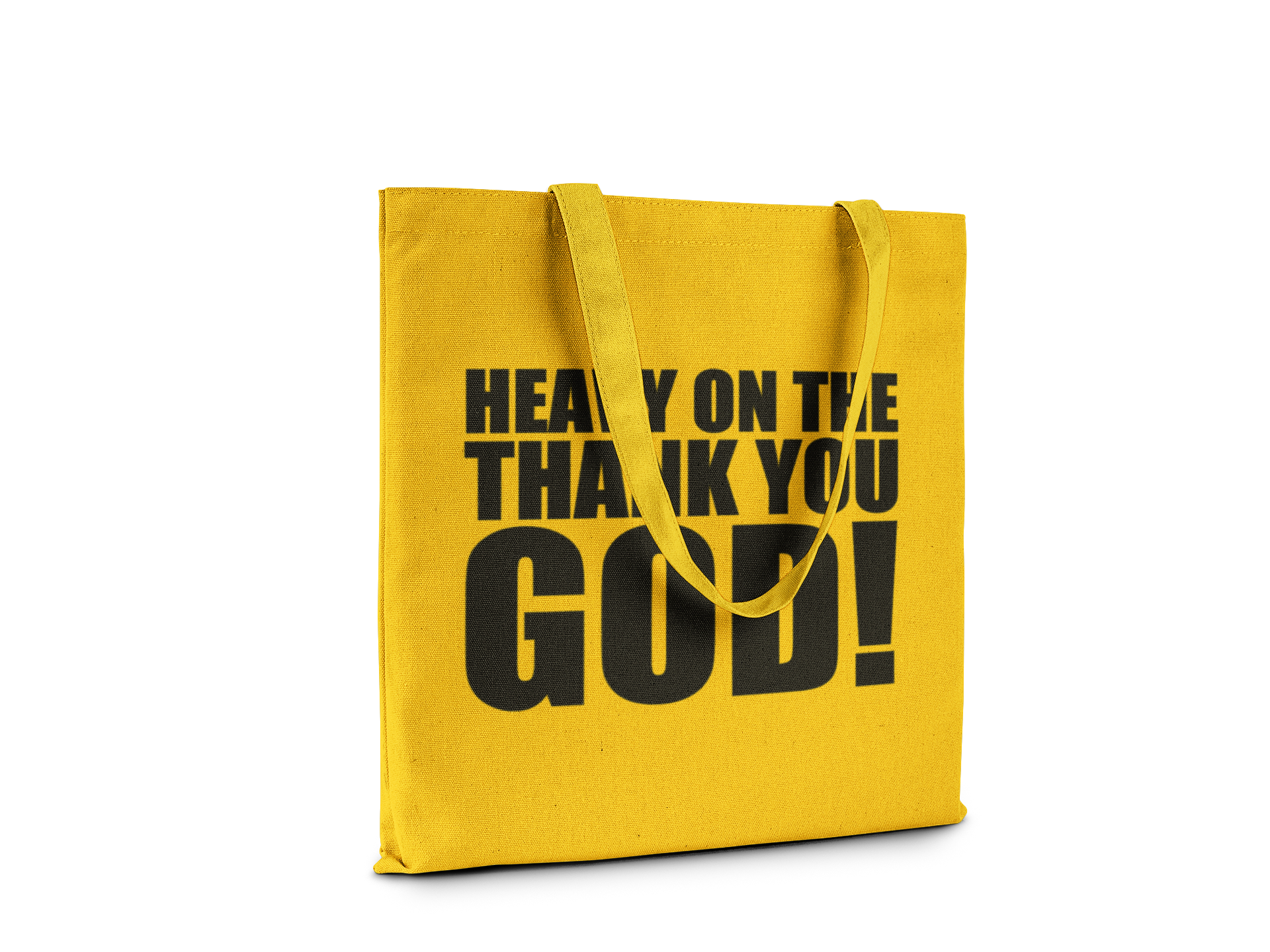 Inspirational Canvas Tote Shopping Bag, Reusable Bag with 'Heavy on the Thank You GOD!' Message