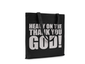 Inspirational Canvas Tote Shopping Bag, Reusable Bag with 'Heavy on the Thank You GOD!' Message