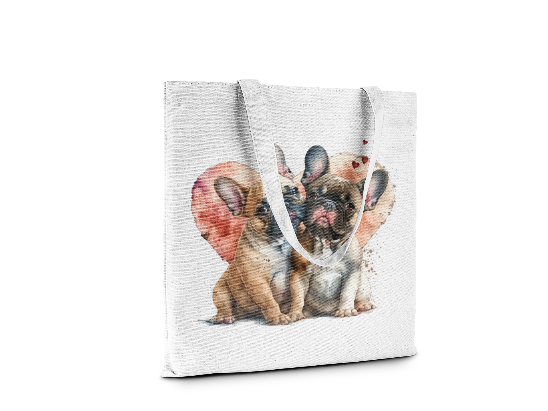Tote bag with French Bulldog design on a white background