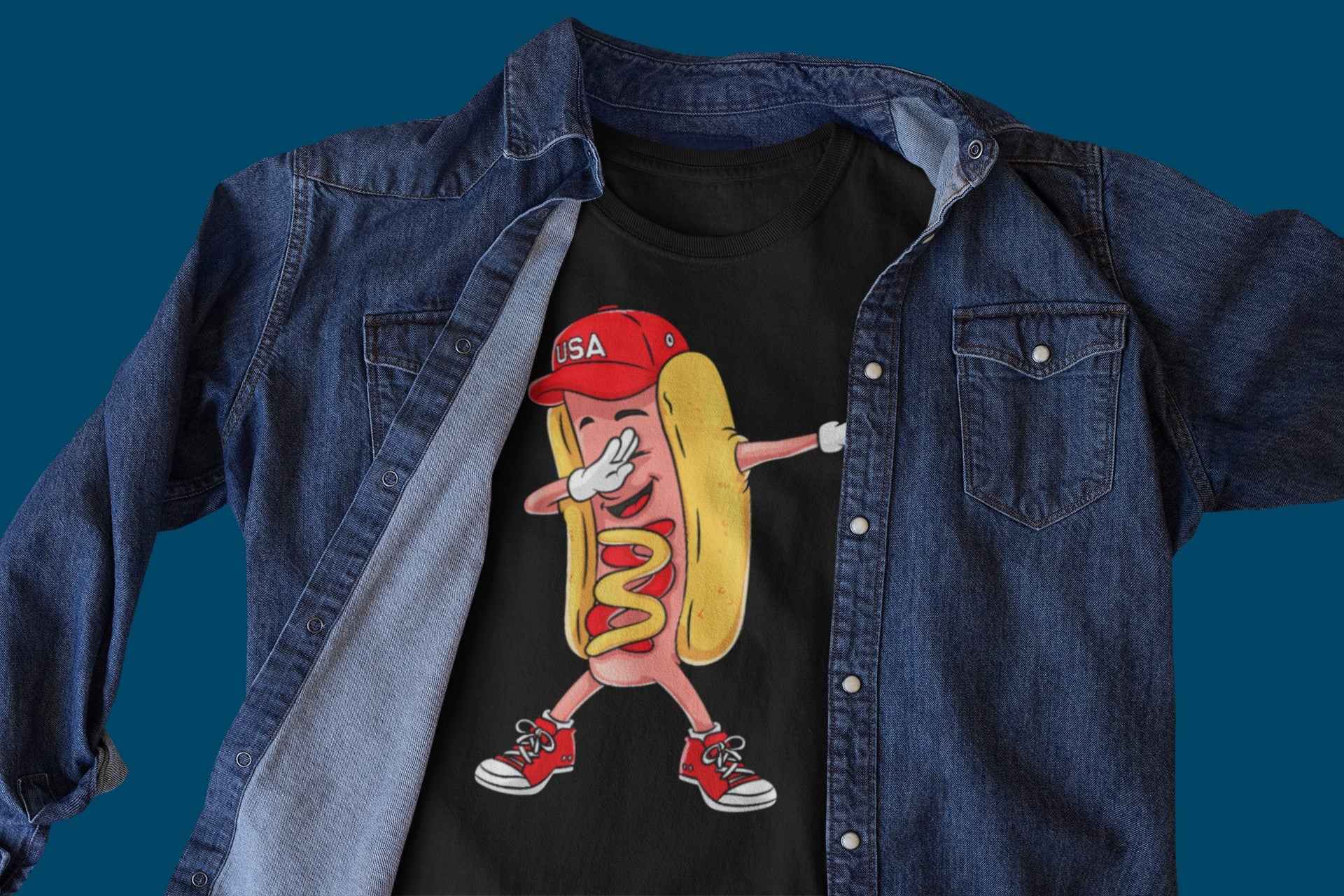 Hot Dog Dab Dancing DTF Transfer Design, Funny T-Shirt Print