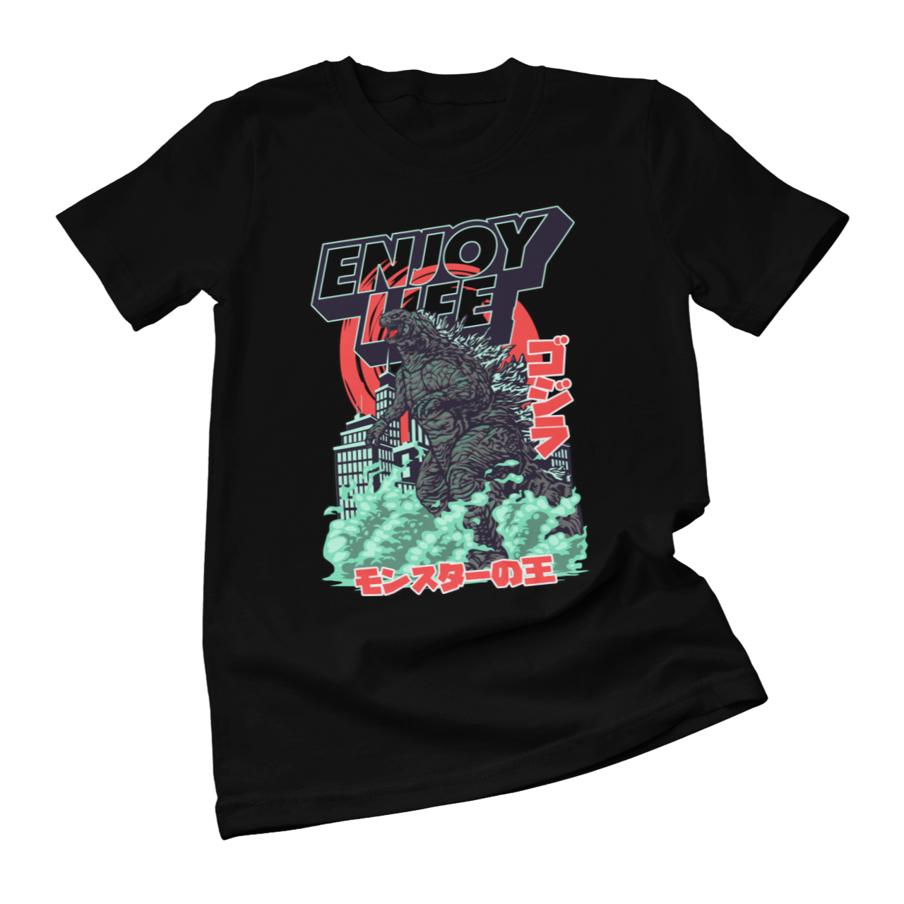 Monster Graphic T-Shirt, Black Cotton, Cinematic Design