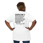 Generation X Graphic T-Shirt, 1965-1980 Nostalgic Print, Front and Back Design