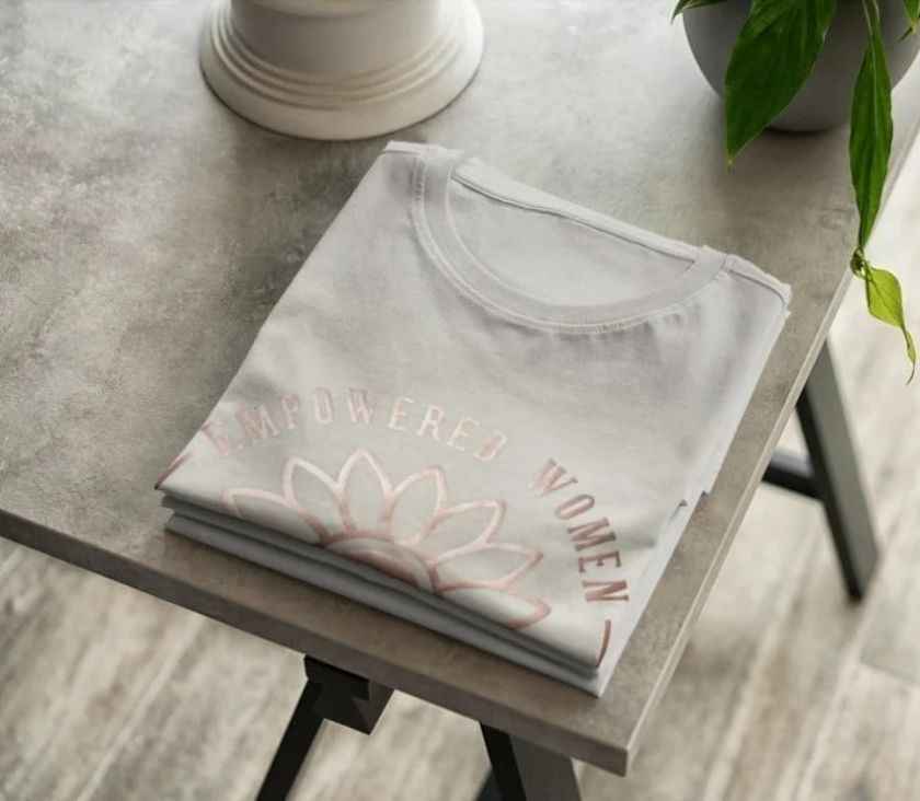 Empowered Women T-Shirt, Black Cotton, Inspirational Graphic Design, Size S