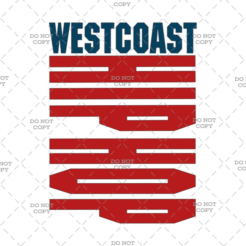 Red and blue graphic with 'WESTCOAST' text on a white background
