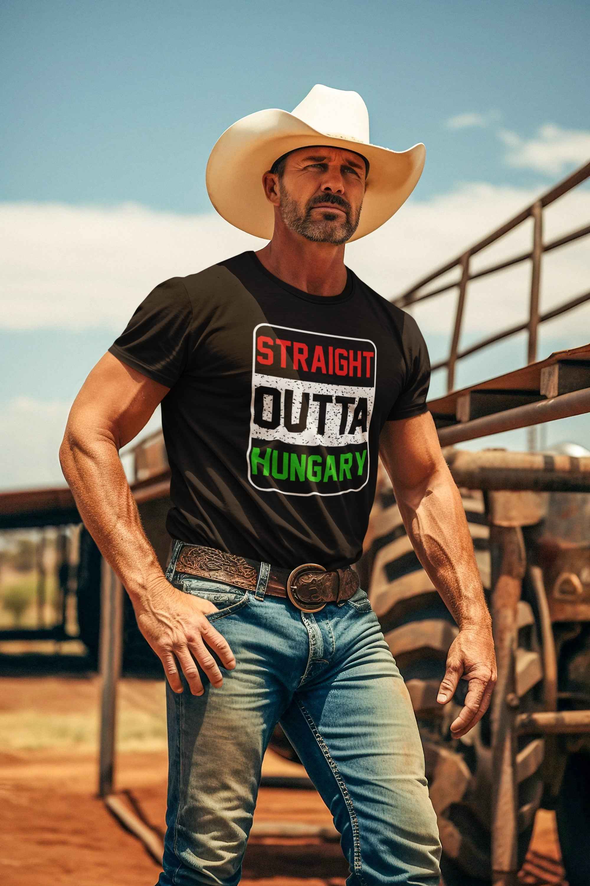 Straight Outta Hungary T-Shirt, Navy Blue, Adult Graphic Tee