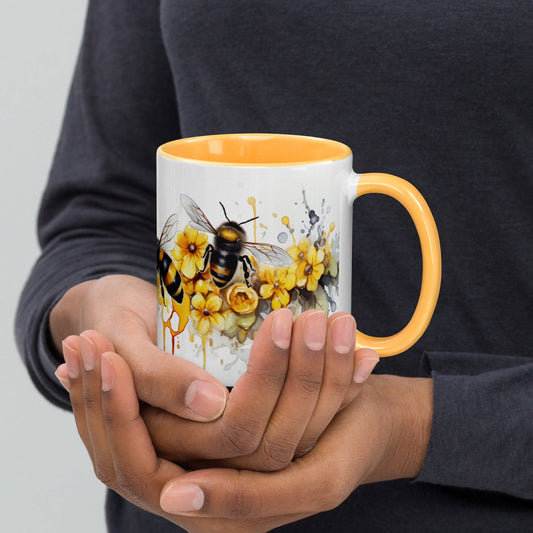 Dripping Bees Mug with Color Inside